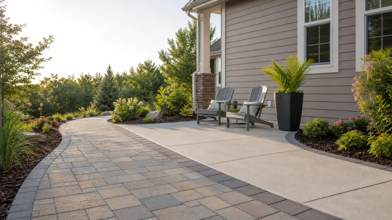 Illustrative paver path and patio